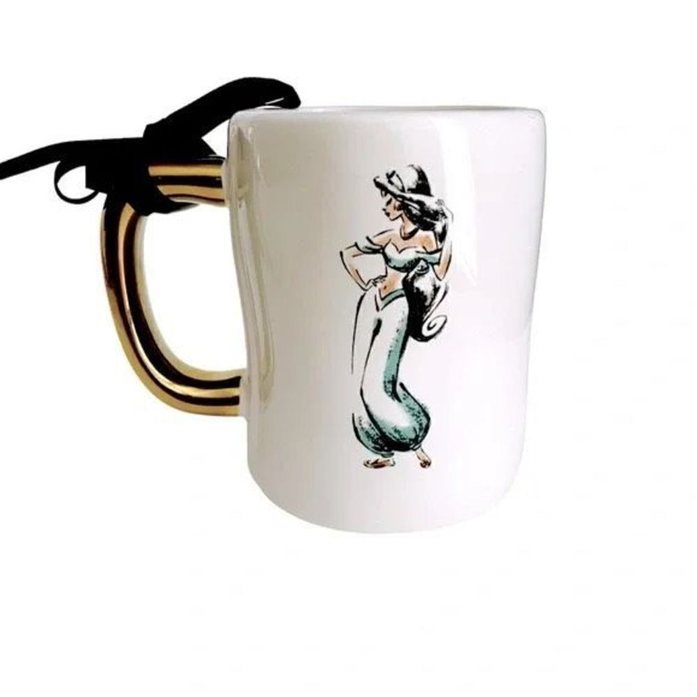 NWT Rae Dunn Disney Princess Jasmine STARRY NIGHT Aladdin White Gold Black Mug - Picture 9 of 12